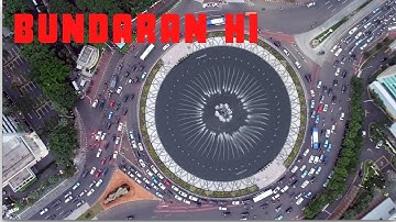 BUNDARAN HI / MONUMEN SELAMAT DATANG, JAKARTA, VIDEO UDARA SORE HARI