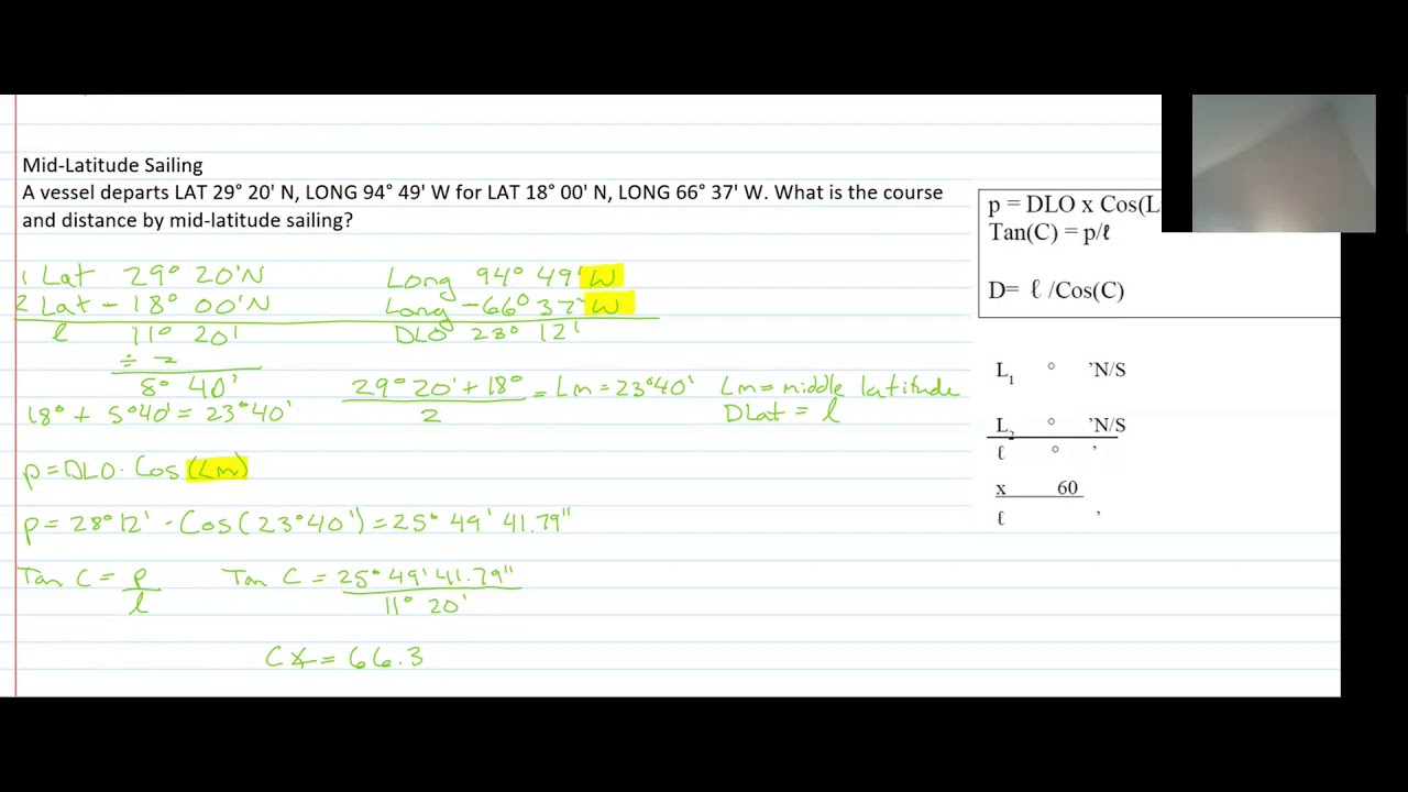 Middle latitude Sailing (mid-lat) 