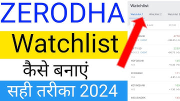 how to create watchlist in zerodha | zerodha me watchlist kaise badhaye 2024