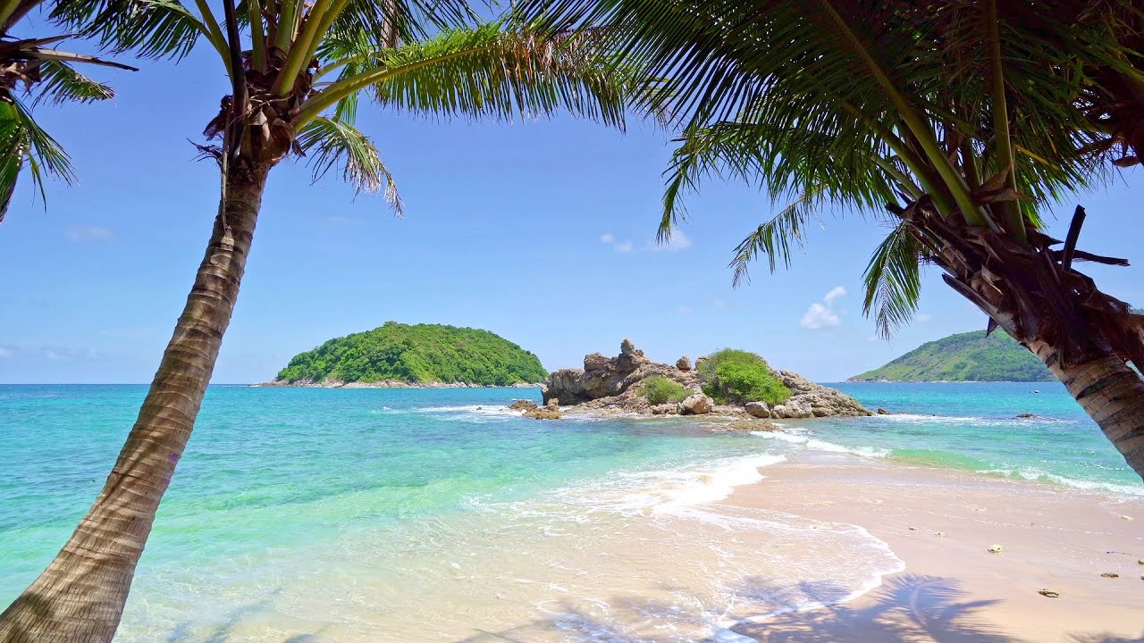 Tropical Beach with Waves crashing on Sandy Shore | White Noise for Meditation & Sleep | 4K UHD Tropical Beach with Waves crashing on Sandy Shore | White Noise for Meditation & Sleep | 4K UHD