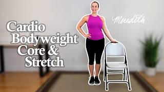 15 Minute Low Impact Cardio, Bodyweight, Core & Stretch Workout For Beginners and Seniors