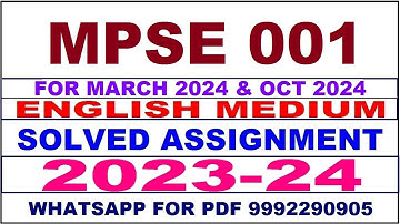 mpse 001 solved assignment 2023-24 | mpse 1 solved assignment in english 2024 | mpse 1 2024