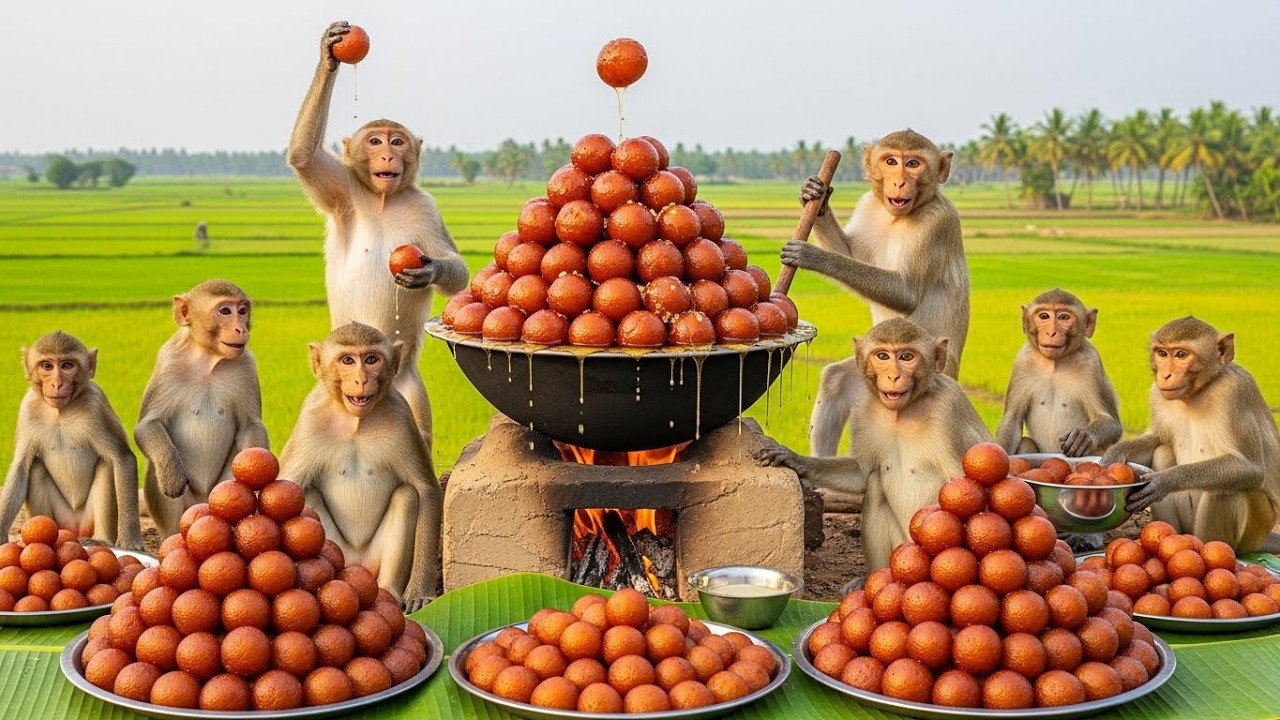 बंदरों की देसी Gulab Jamun | Traditional Jungle Cooking