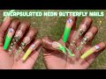 Encapsulated Après Dupe Method | Neon Butterfly Nails | Aliexpress Gel X Tips | Long Summer Nails