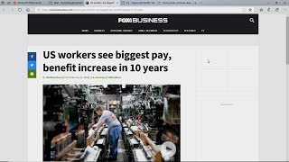 US Workers See Biggest Pay, Benefit increase in 10 Years