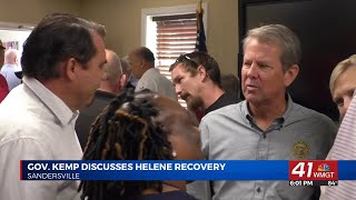 Gov. Brian Kemp discusses Hurricane Helene response in stops across Middle Georgia