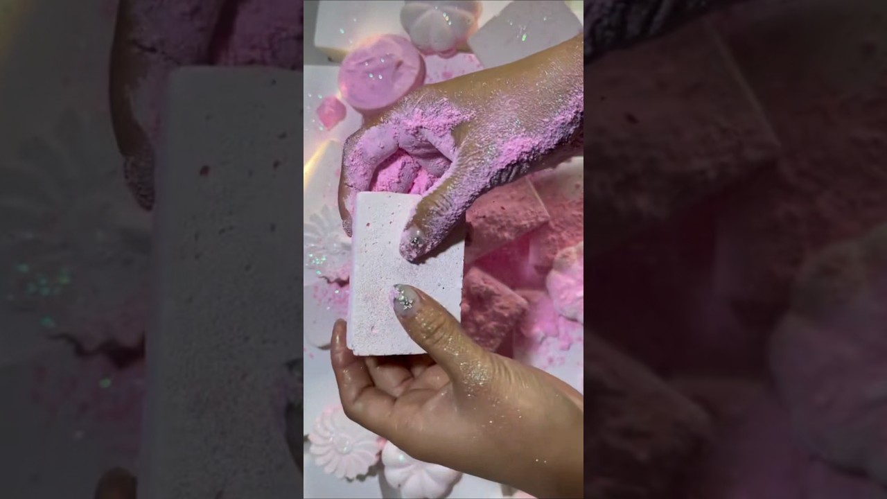 pink gym Chalk ASMR crushing satisfying sounds good texture 