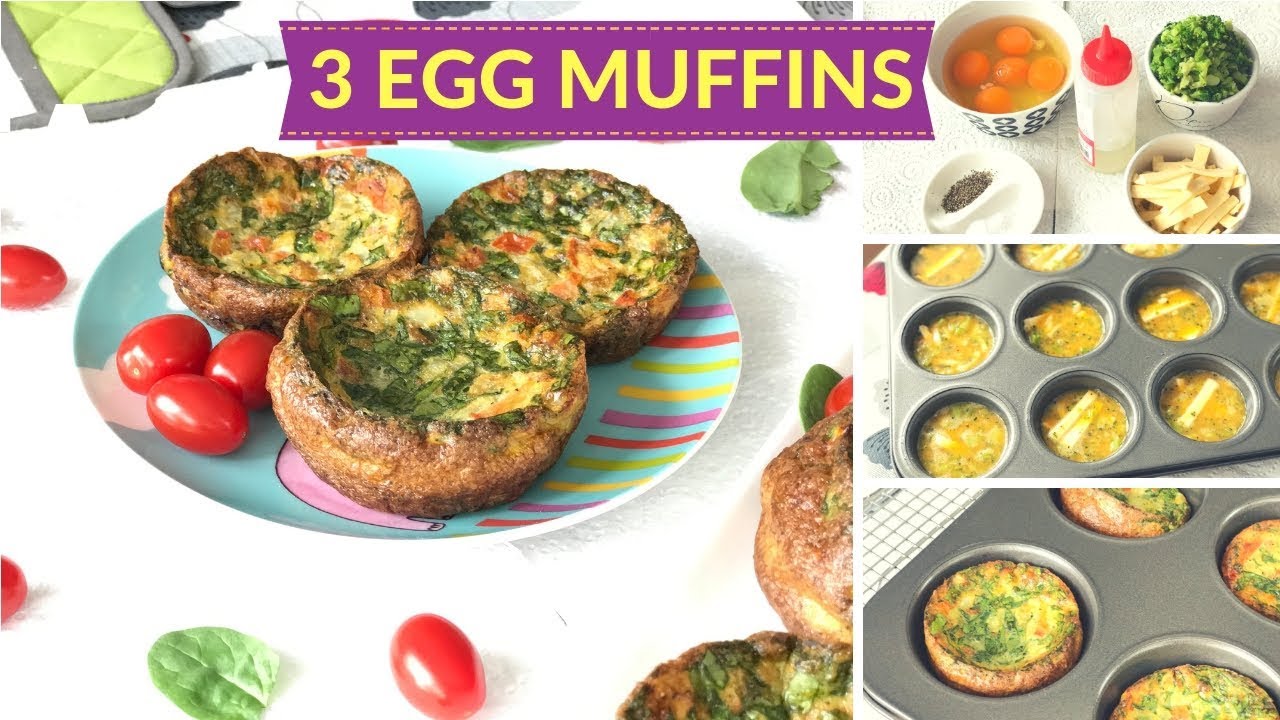 3 Egg Muffins ( for 1+ toddlers & kids ) vegetable / broccoli