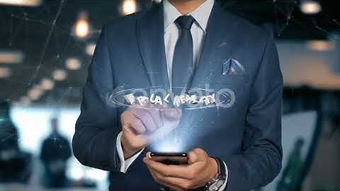 Businessman Smartphone Hologram Word Virtual Reality | Motion Graphics - Envato elements