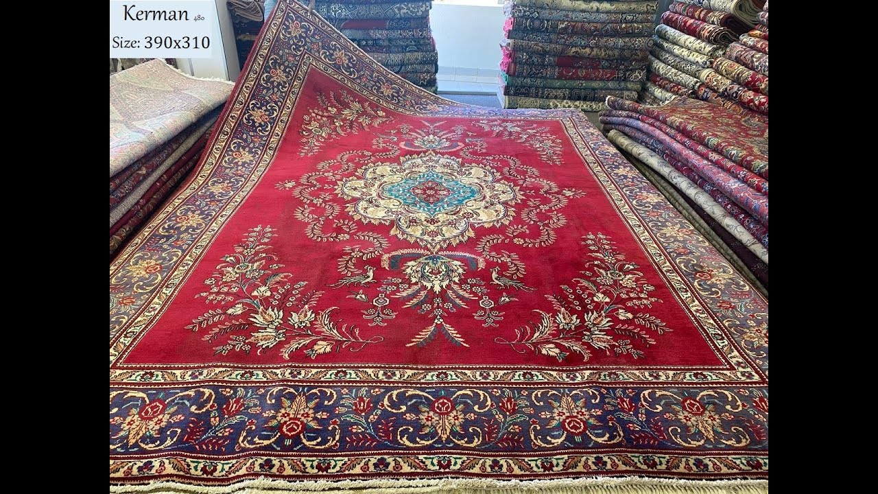 Persian handmade floral Kerman rug, Size 390x310 cm 