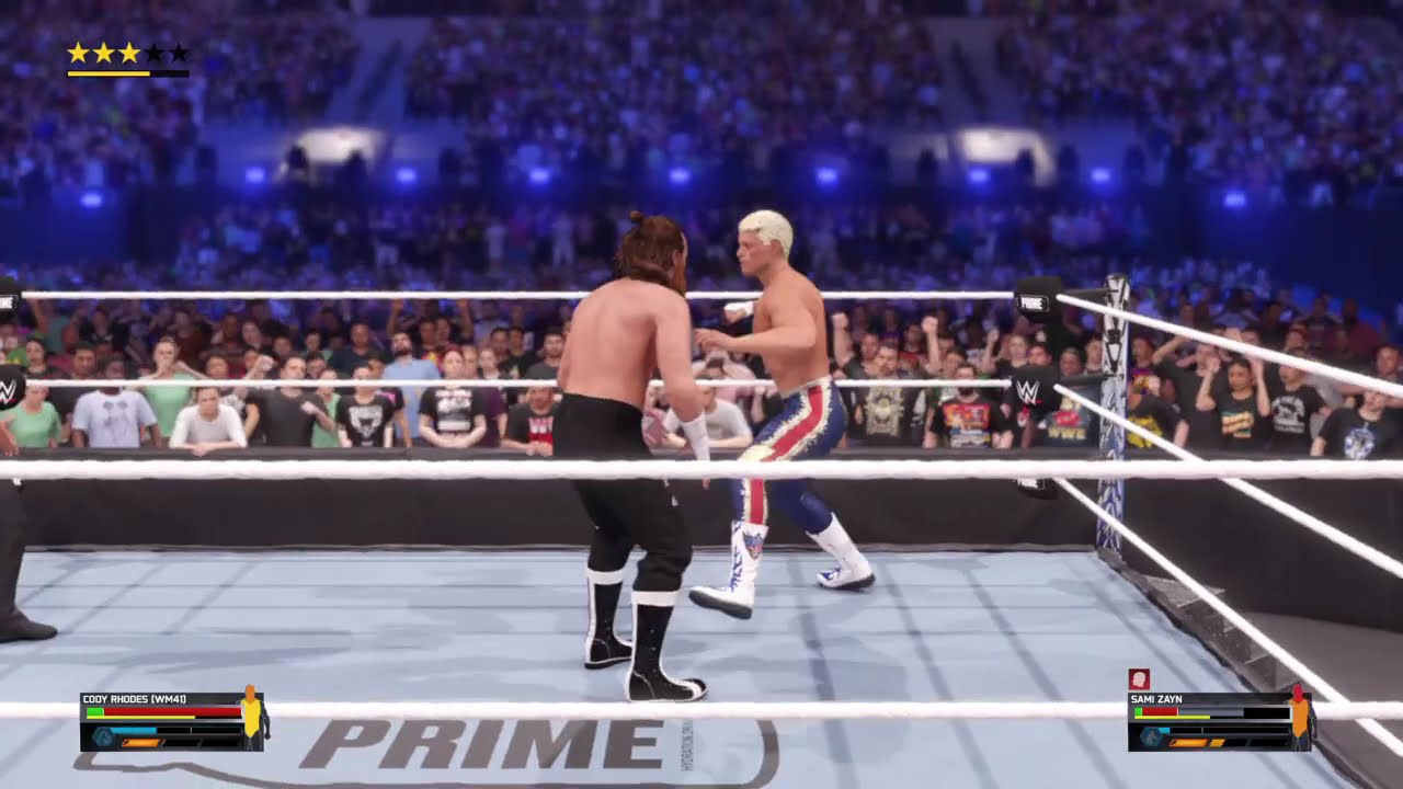 WWE 2K25 Cody Rhodes vs Sami Zayn.