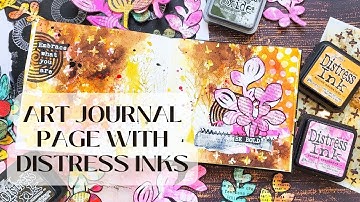 Fun Technique to create an Art Journal Background 👉 Stencil Smooshing with Distress Inks & Oxides