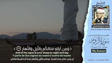 وَمِن آياتِهِ مَنامُكُم بِاللَّيلِ وَالنَّهارِ وَابتِغاؤُكُم مِن فَضلِهِ||الشيخ محمد صديق المنشاوي 🤍