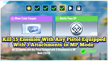 CallOfDutyMobile Kill 15 Enemies With Any Pistol Equipped With 3 Attachments in MP Mode TaskComplete