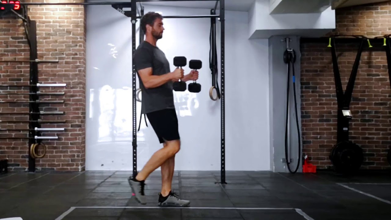 Dumbbell hammer gun walk - YouTube