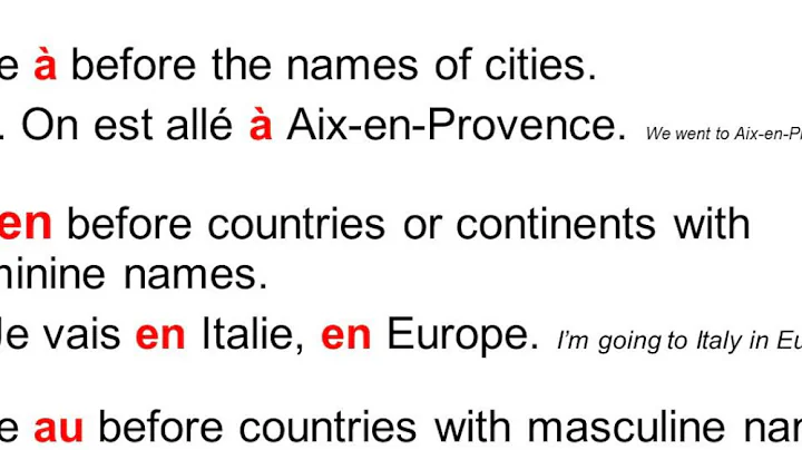French Prepositions before cities, countries and continents