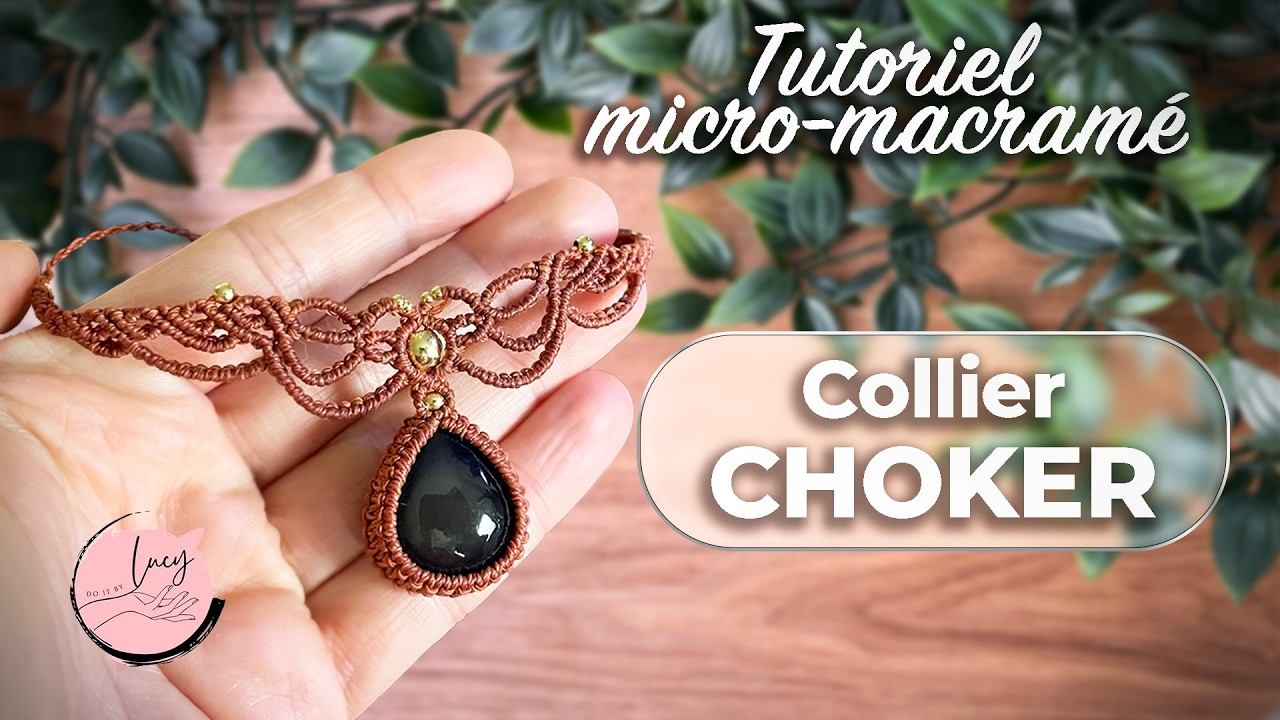 ✨ Choker élégant en micro-macramé avec perles et pierre | Tutoriel pas à pas #micromacrame