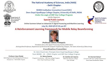 A Reinforcement Learning Framework for Mobile Relay Beamforming by Professor Athina Petropulu