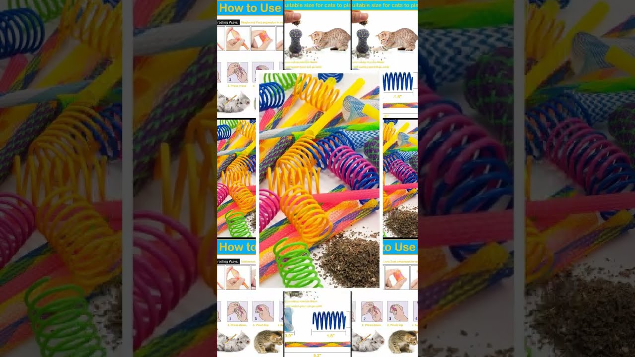 49PCS Cat Spring Toy For Kitten Catnip Bag Mesh Tubes Bulk Indoor Cats Kitty