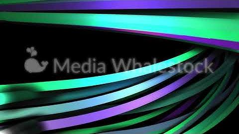 Abstract colorful curved lines flowing on black background, seamless loop. Animation. Blue and green