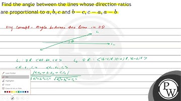 Find the angle between the lines whose direction ratios are proport...