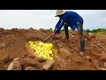 Amazing a lot of gold on secret hole on the mountainmining gold and gold finding by mining man
