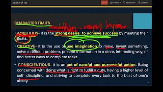 L1_ CFLM 2 - CHARACTER AND CHARACTER TRAITS