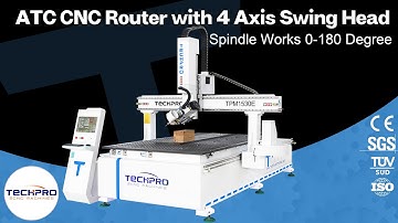 TechPro 4 Axis ATC CNC Router Machine (wood panel machining + 3D wood block machining show)TPM1530E