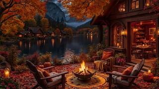 Warm Autumn Fireplace Ambience on the Porch 🍁 Mellow Jazz Music for Peaceful, Comforting Nights screenshot 1
