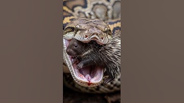 BLOOD-SOAKED Struggle: 💥 Python Tries to Swallow Porcupine 🦔 #WildlifeShorts
