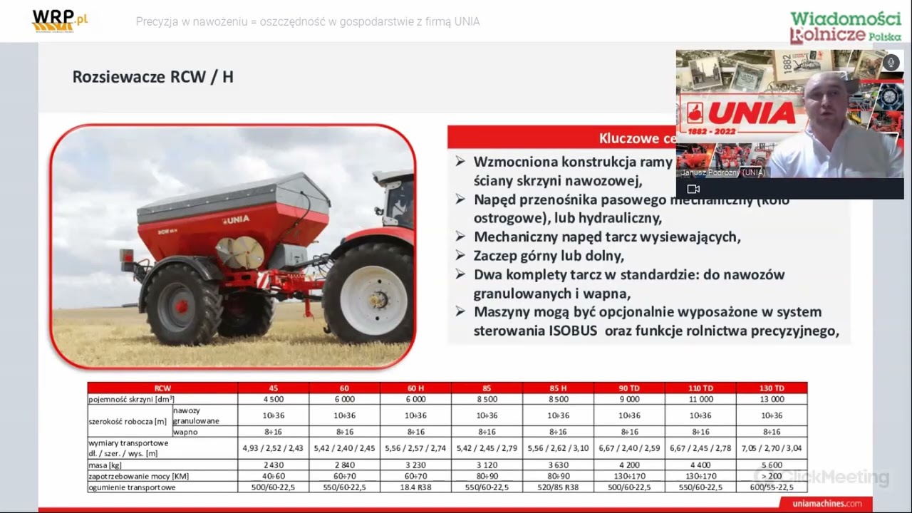 Precyzyjne nawożenie z nowymi rozsiewaczami UNIA RCW