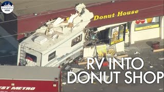 DRONE: Motor home slams into Colorado donut shop, injuring several