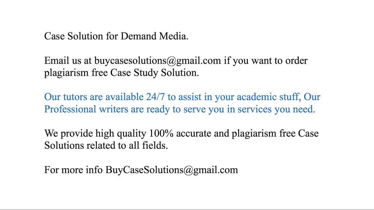 Case Solution Demand Media