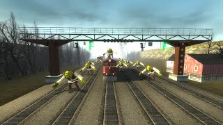 Shrek is chasing the train!