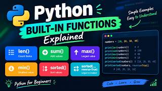 Python Built-in Functions Explained | len(), sum(), max(), min(), sorted() | Beginner Python Guide