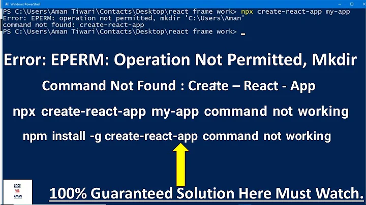 How To Fix npm Error Eperm Operation Not Permitted Mkdir Command Not Found Create React App Com. Sol