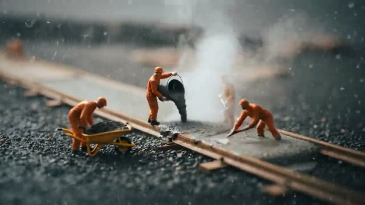 “Heavy Rain Mein Railway Track Construction – Extreme Weather Working Crew”