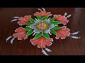 Beautiful hibiscus flowers rangoli (7×4) dots...