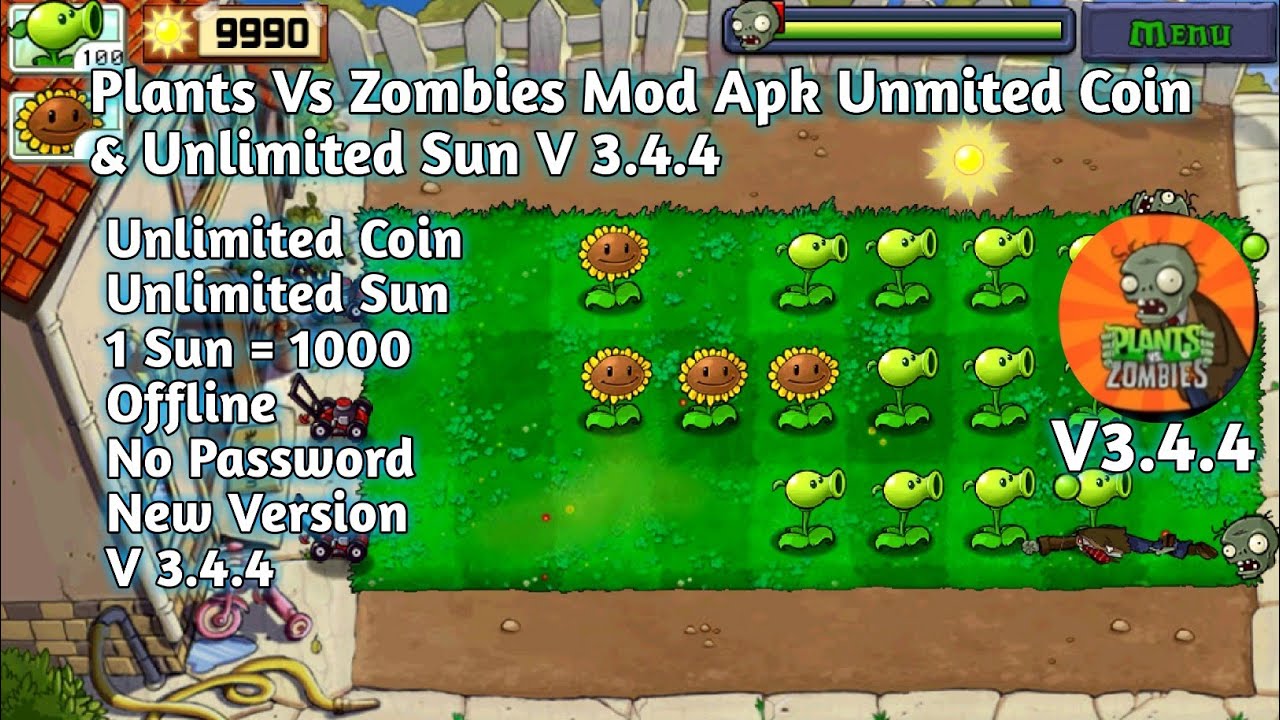 Plants vs Zombies Mod Apk 3.4.4 (Mod Menu, Unlimited Suns)