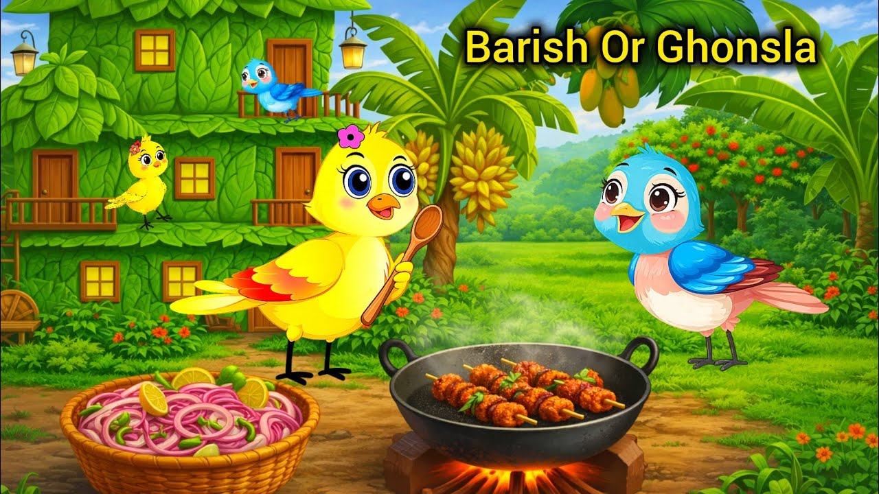 Chidiya Cartoon Kahani | Barish Mai Chidiya Ka Ghonsla| Cartoon ...