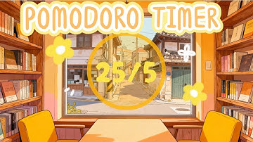 🌸Cozy Korean Book Cafe Pomodoro Timer | 4x 25/5 Study Sessions☕️Cute Focus Timer with Relaxing Music