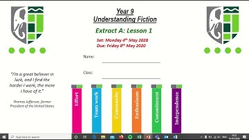 Year 9 Reading Week 3 Lesson 1 and 2