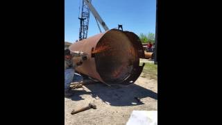 Cutting 56" drillrig casing.