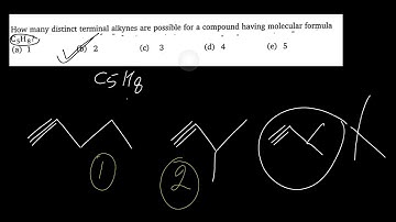 How many distinct terminal alkynes are possible for a compound having molecular formula C5H8?