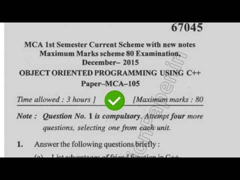 2015 Mdu MCA 1st Sem Object Oriented Programming Question Paper #MduQuestionPaper