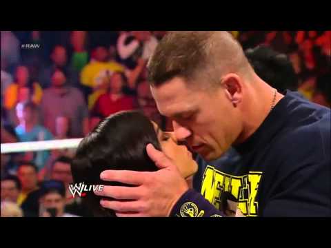 John Cena and AJ Lee Kiss   WWE Raw 111912