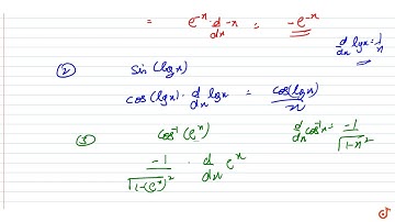 Differentiate the following w.r.t. x: (i) `e^(-x)` (ii) `sin (log x), x >, 0` (iii) `cos^(-1)(...