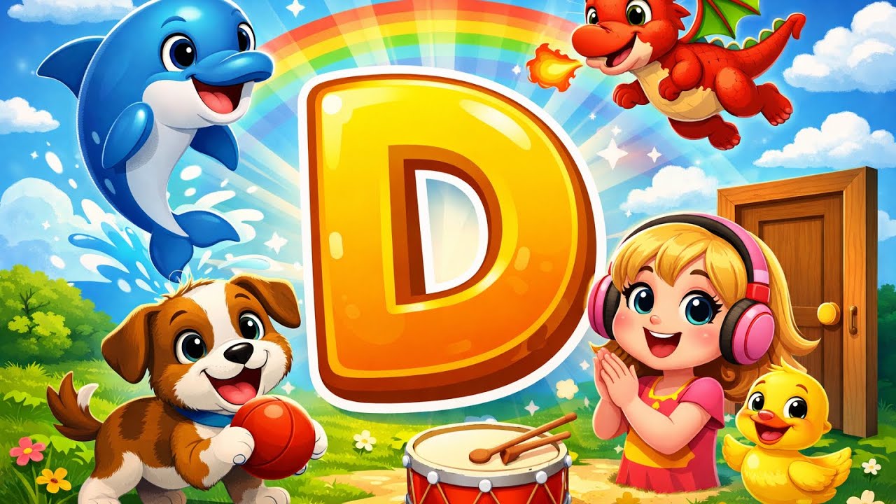 Learn D Learn the Letter D | Fun ABC Song for Kids 🐬 | Nursery Rhymes ...