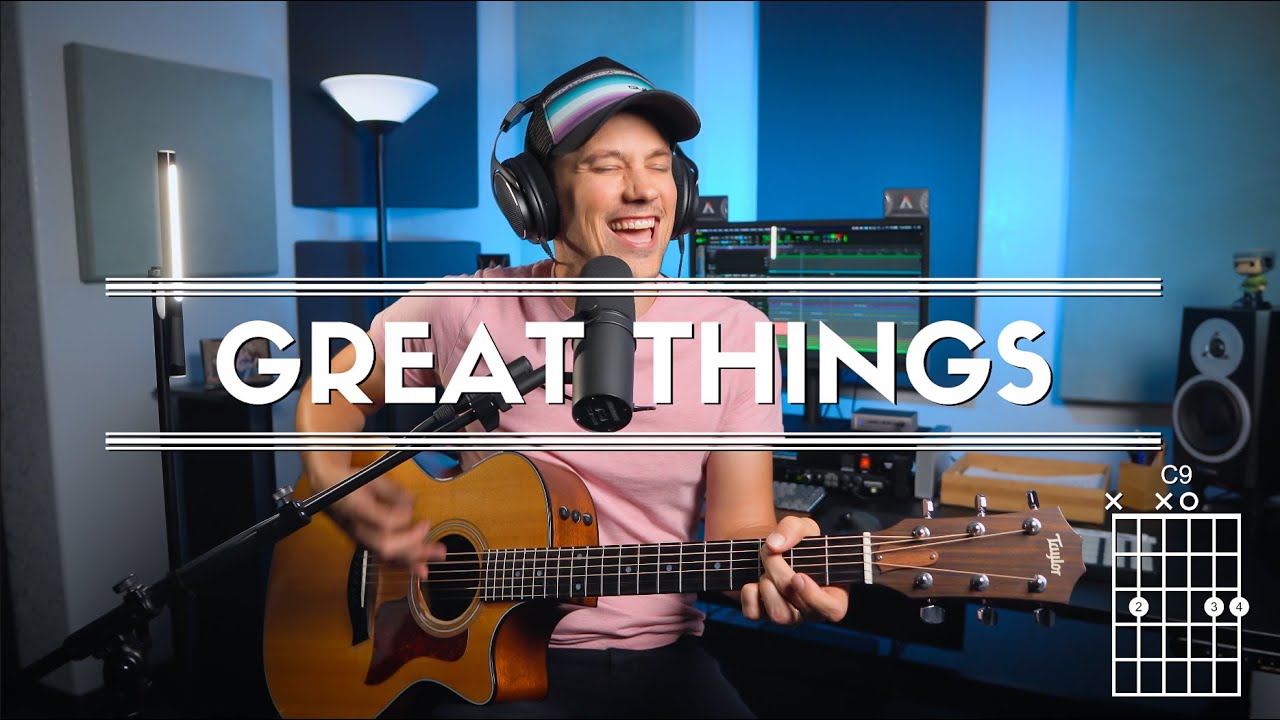 Great Things - Phil Wickham Acoustic Cover with chord diagrams and harmony