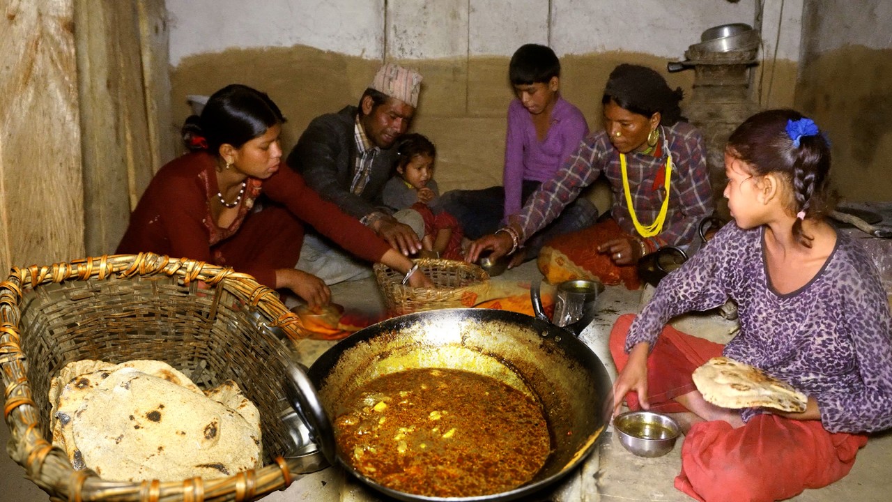 dharme brother's family dinner in the village || a joint family in the village | life in rural Nepal